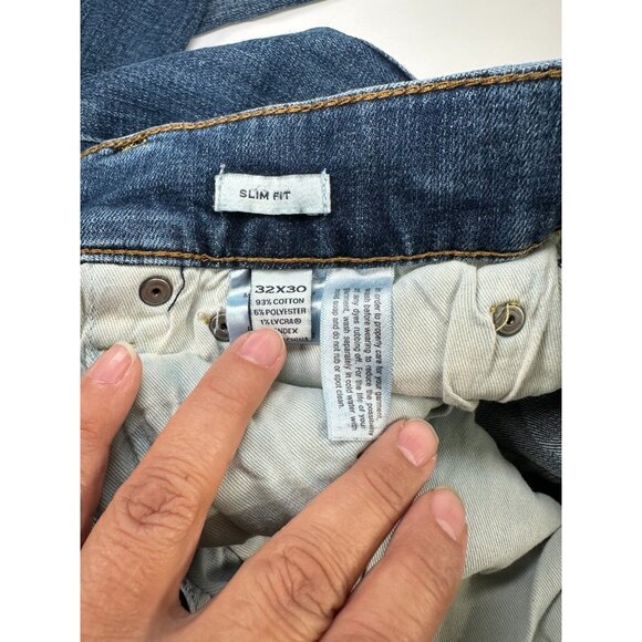 Joseph Abboud Men’s Slim Fit Jeans 32x30 Distressed Denim Blue Used - Picture 7 of 8